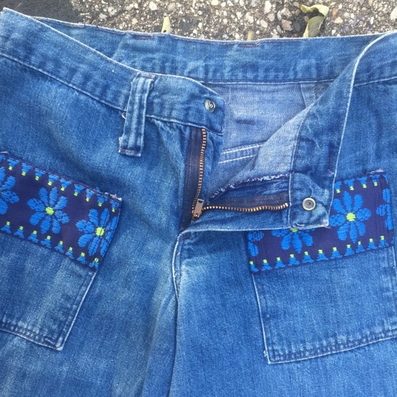 SOLD—- VINTAGE 60s Mega Bell Bottom Jeans - Picture 4 of 8